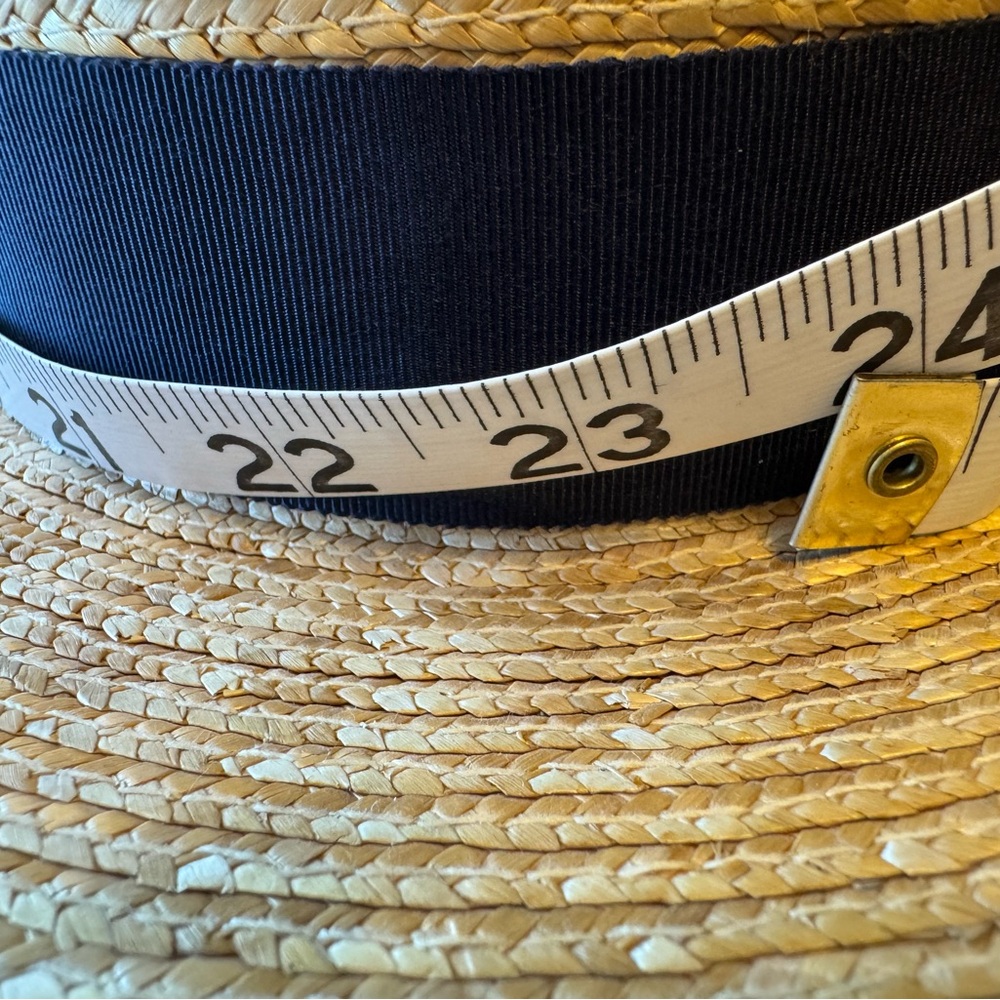 Laura Ashley Natural Straw Sun Hat with Navy Ribbon Trim - Picture 5 of 7